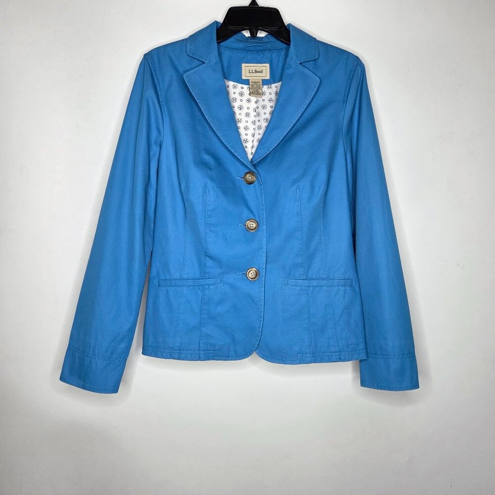 LL Bean Cotton Green 3 Button Blazer Women’s Size 12-Reg 0 GYS7